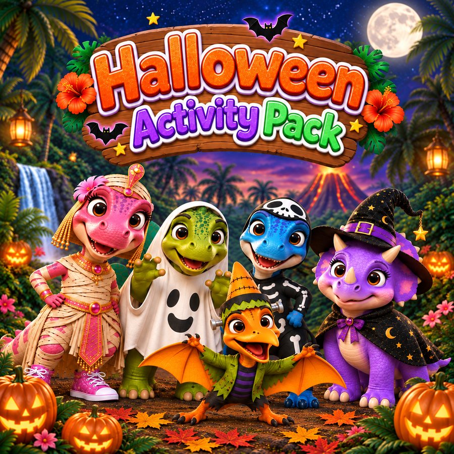 Halloween Activity Pack — Cassie the Dinosaur activity pack cover