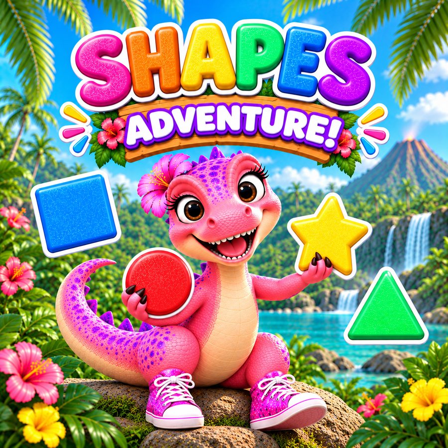 Shapes Adventure — Cassie the Dinosaur activity book cover