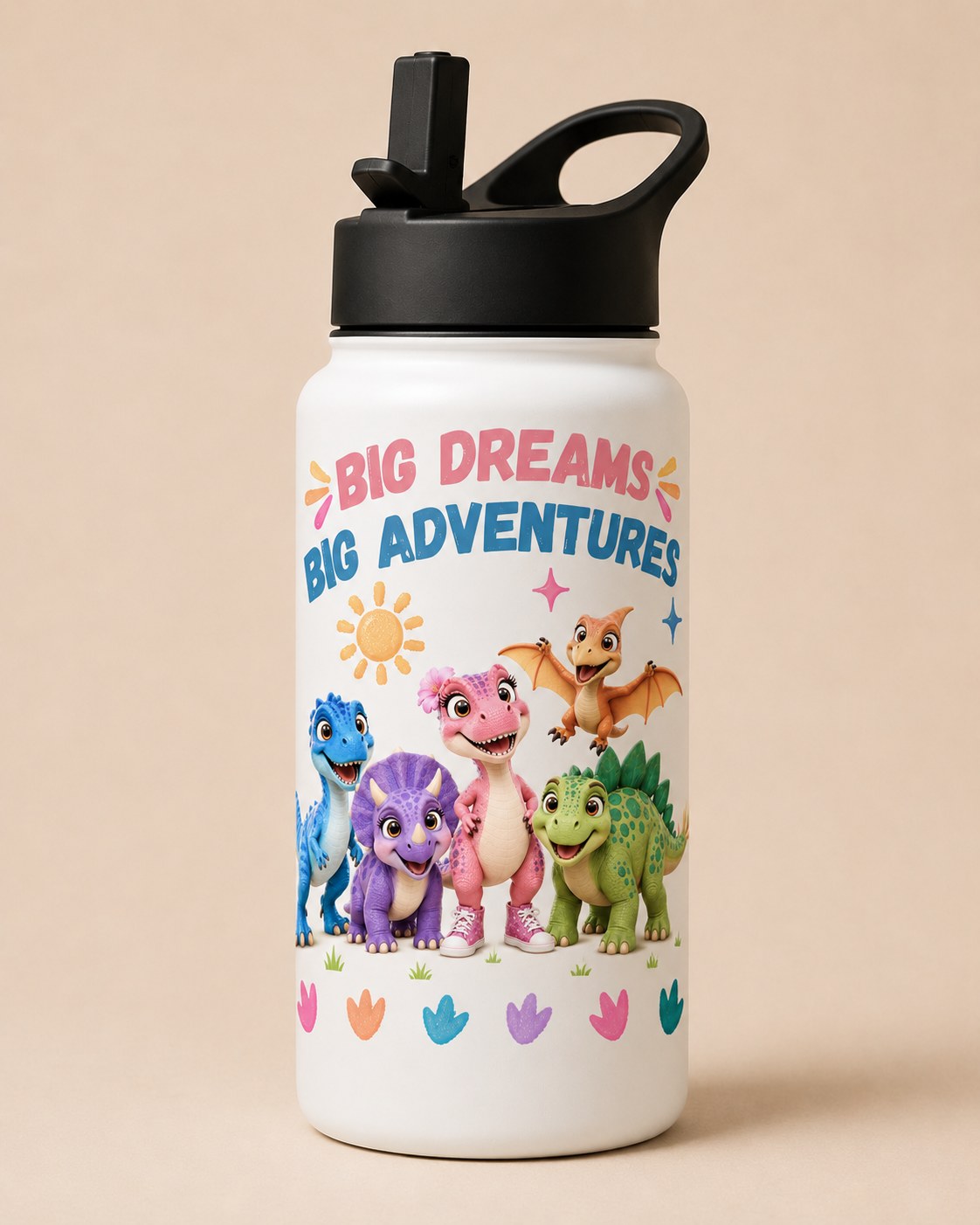 Big Dreams. Big Adventures. water bottle in white